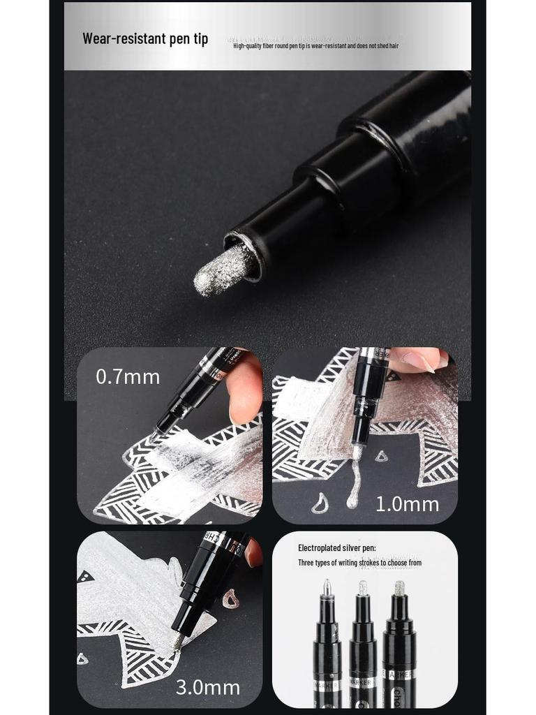 Chotune Reflektierender Chrom Marker Stift - Wasserdichte Galvanisierte Silberfarbe für DIY Hervorhebungen
