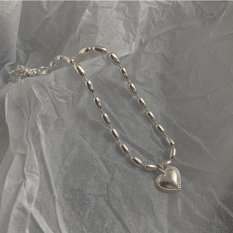 S925 Silver Heart Rice Grain Bracelet Accessory Stylish Sweet Smooth Heart Bracelet Birthday Party Fine Jewelry For Women