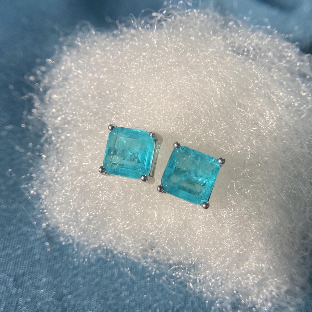 Gica Gema Paraiba Earrings 925 Sterling Silver Blue Gemstone Stud Earrings Unique Design Romantic Fine Jewelry Wedding Party Gifts New Trend
