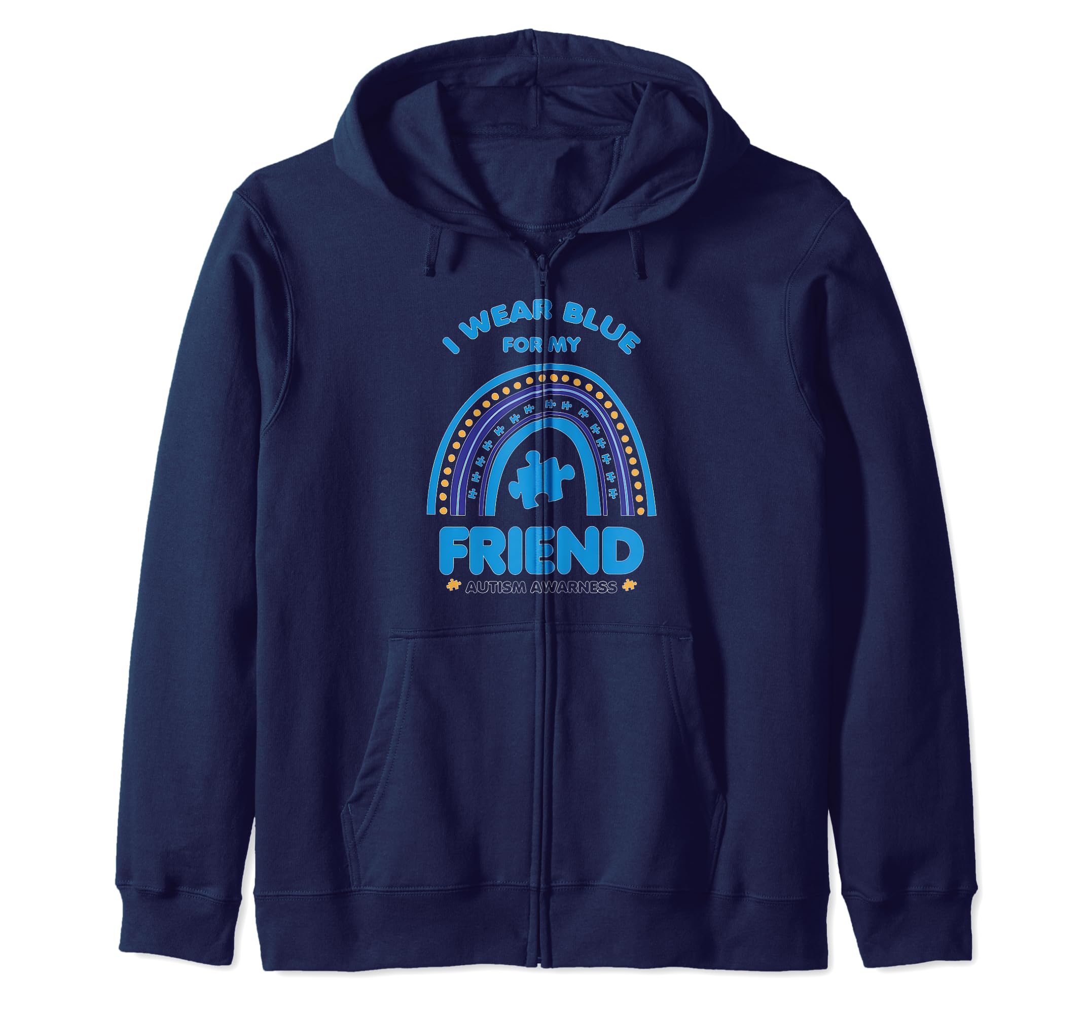 Blue Rainbow For Friend Autism Awareness Family Matching Zip Hoodie