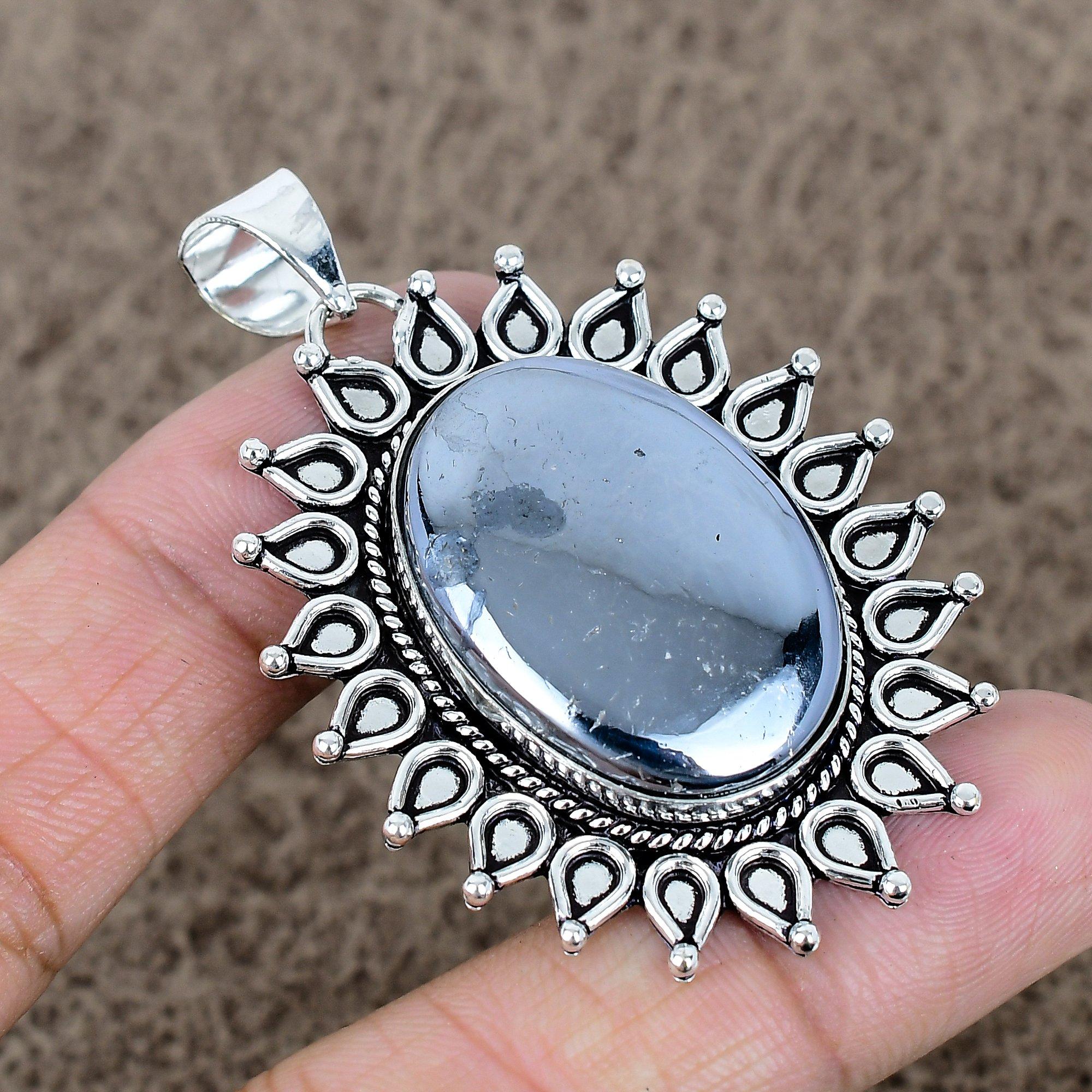 

Shungite Gemstone Handmade 925 Sterling Silver Jewelry Pendant 2.40 KKG-748