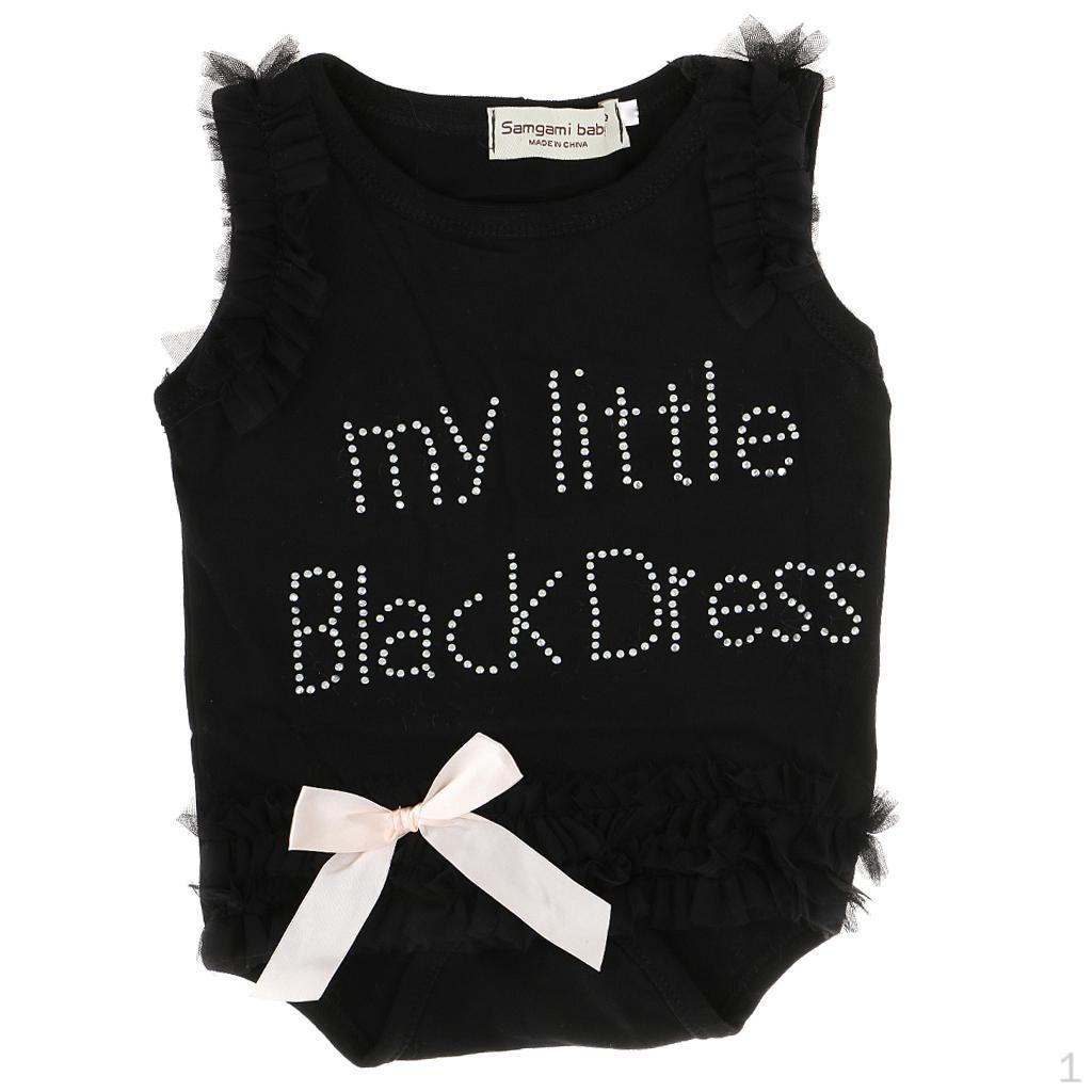 Set Of Baby Bodysuit Newborn Romper Playsuit Dress Outfit Black 90cm
