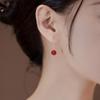 Hetian Jade and Red Agate Earrings - S925 Silver, Vintage High-End Design for Women, Autumn/Winter 2023
