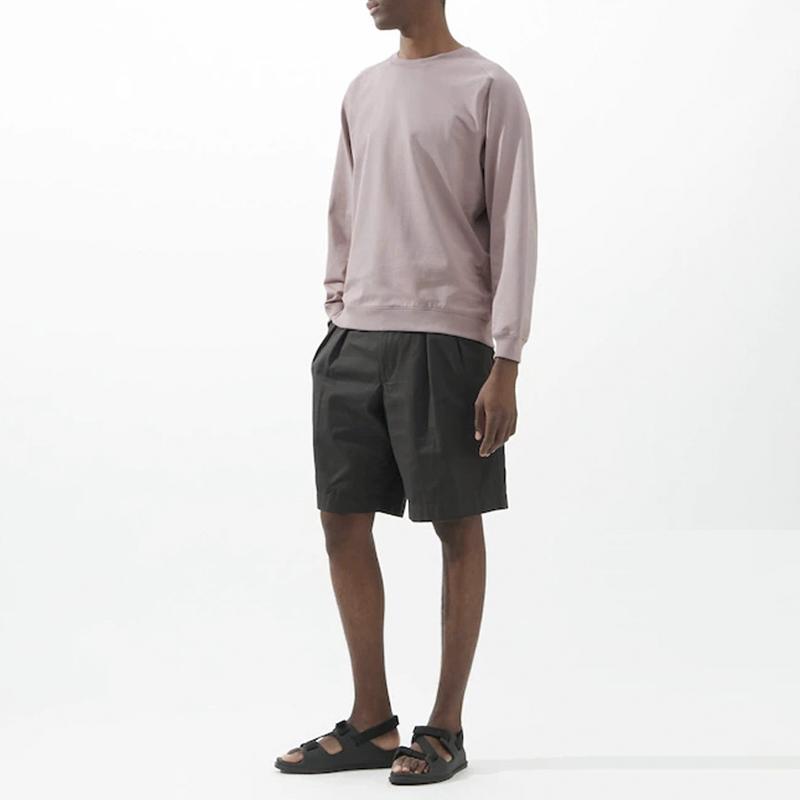 Uniqlo U Series SS23 Solid Color Crew Neck Casual Long Sleeve Sweatshirt Men sweatshirt Pink 456971-11