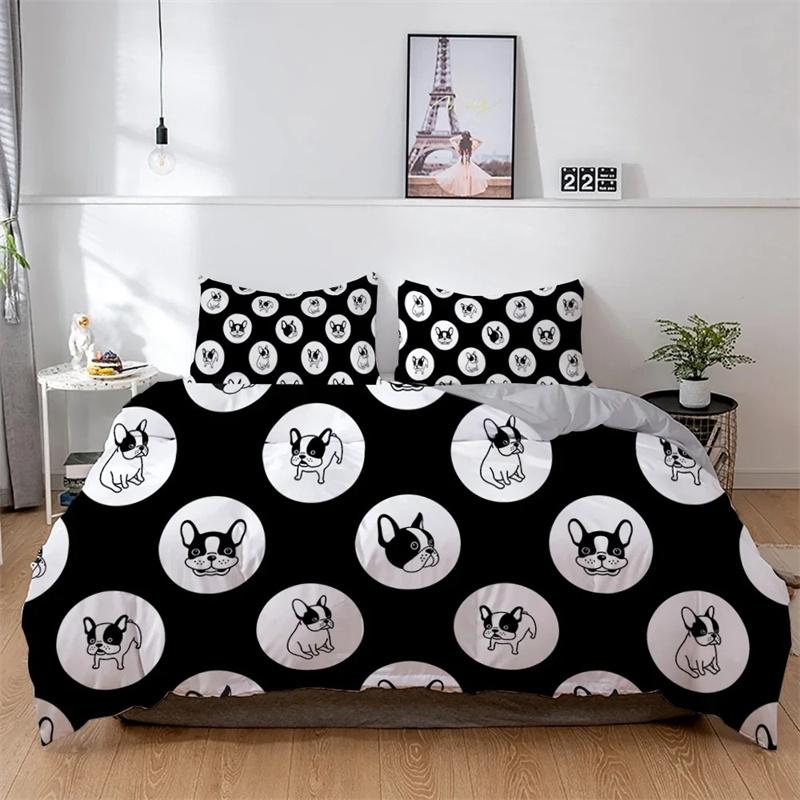3D French Bulldog Bedding Set Cute Puppy Duvet Cover Cartoon Pet Animals Home Textiles Queen King Full 2 3Pcs
