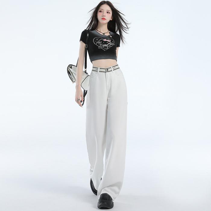 Women s Tencel Lyocell Wide-Leg Jeans: Ultra-Thin, Loose, Drape Style for Spring/Summer 2026 Medium (M)