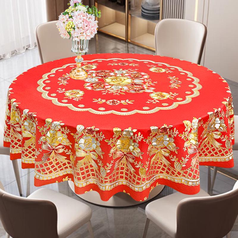 Luxury Waterproof PVC Tablecloth: Oilproof, Anti-scald, Wash-free Round Design for Hotels and Homes