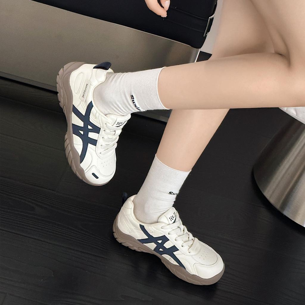 Leather sports shoes women's leather surface Agande training shoes new flat-bottomed versatile light jogging casual shoes