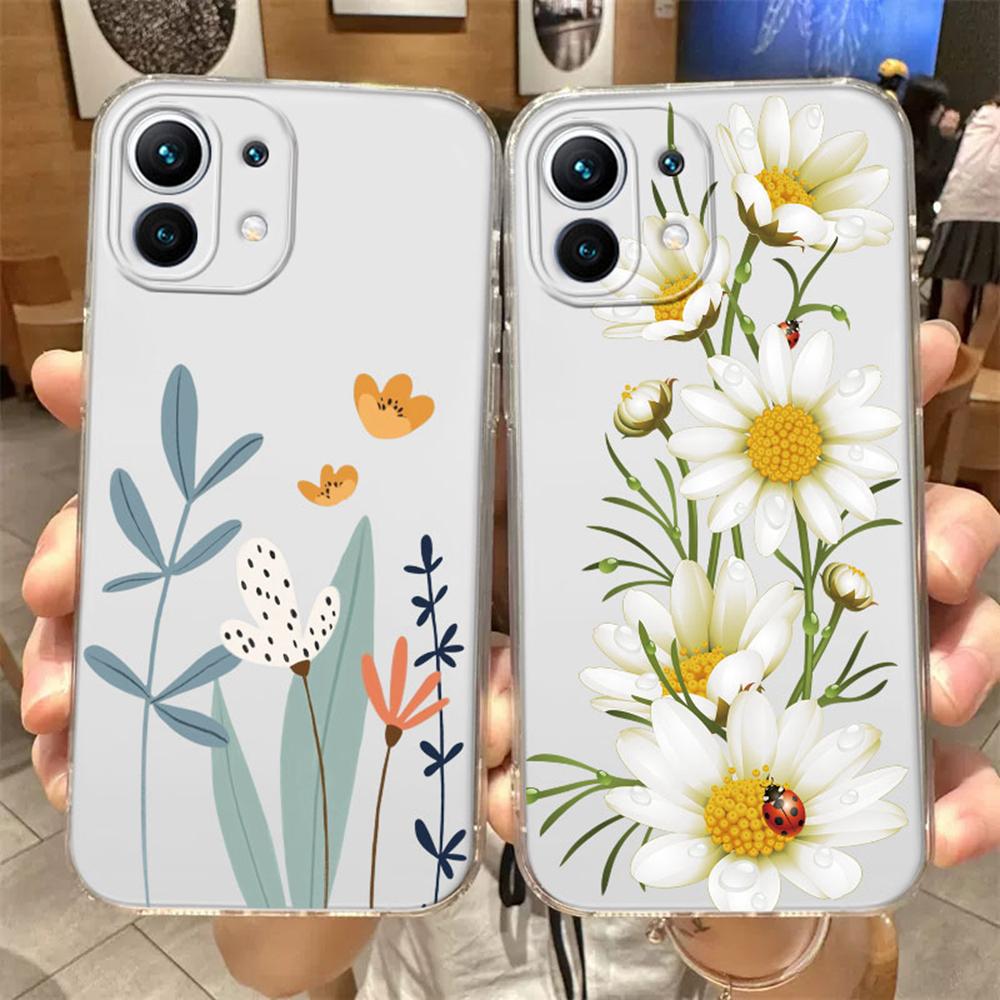 Rose Flower Phone Case Transparent Clear For Xiaomi 13T 14T 15T 11T 12T 10T 13 14 11 12 Lite Oil Painting Women Silicone Cover