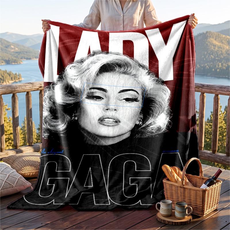 Warm Flannel Throw Blanket,Lady Gaga Lightweight Cozy Blanket For Bed Sofa And Daily Use