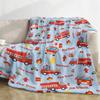 Cartoon Fire Engine Digital-printed Polyester Bedroom Velvet Flannel Cover Blanket Fleece Soft Sofa Cover Blankets for Beds