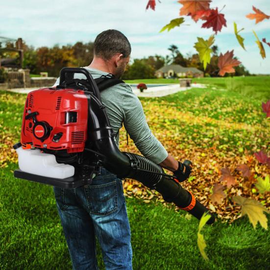Leaf Blower, 75.6CC 4-Stroke Backpack Gas Leaf Blower, Snow Blower, Up To 900 CFM and 210 MPH, Variable Speed, Cruise Control (Red)