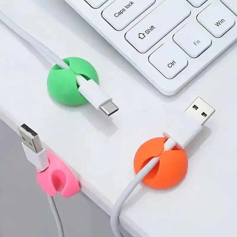 10Pcs Cable Clips Silicone Cable Organizer Desktop Wire Storage Charger Cord Holder for Car USB Charging Tablet Wire