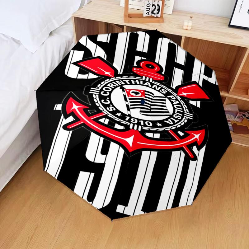 1PC Sport Club Football Crest Printed Umbrella Folding umbrella, automatic umbrella 8-Frame for Travel, camping Fan gifts Christmas Gifts