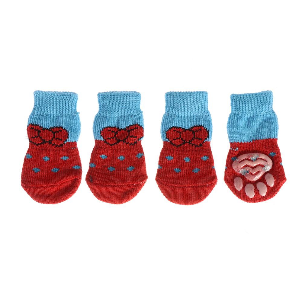 4Pcs/set Paw Protectors Candy Color Pet Supplies Puppy Boots Anti-Slip Dog Shoes Knitted Socks