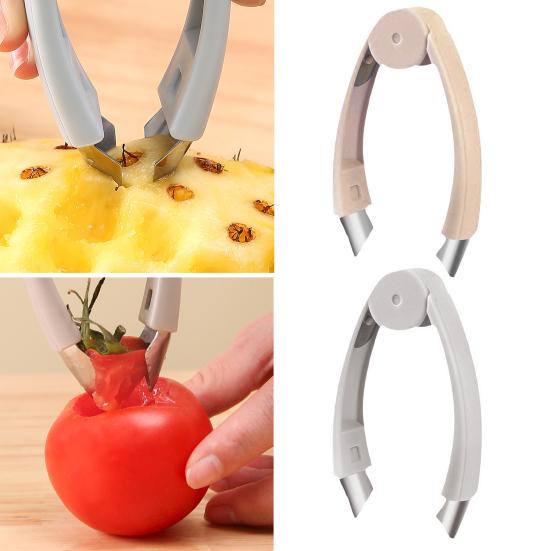 Ananasentkerner aus Edelstahl, Erdbeerstielentferner, Ananasaugenentferner-Werkzeug mit rutschfestem Griff, professionelles Küchengerät für Beeren