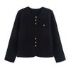 Kaslead New Women clothes Western Style Three Buckles round Neck Knitted Long sleeve Sweater Outerwear Cardigan