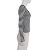 European & American Style V-Neck Lace-Trim Striped Long-Sleeve Slim-Fit Two-Piece Look Top for Women
