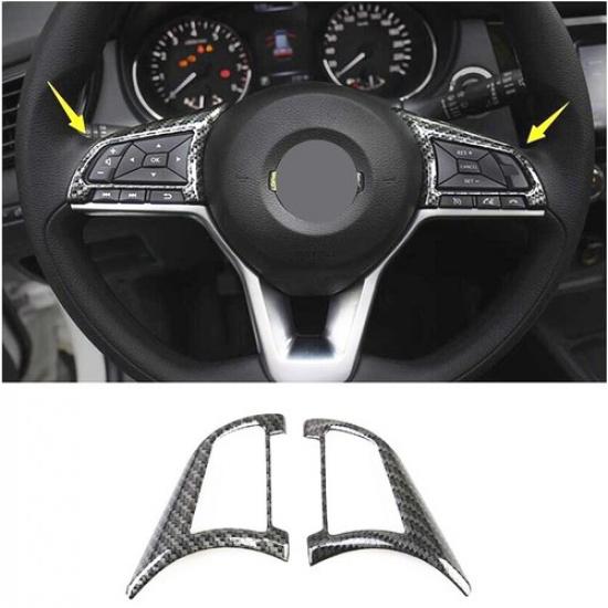 Fit For Nissan  ALTIMA Carbon Fiber Style Interior Steering Wheel Trim 2PCS