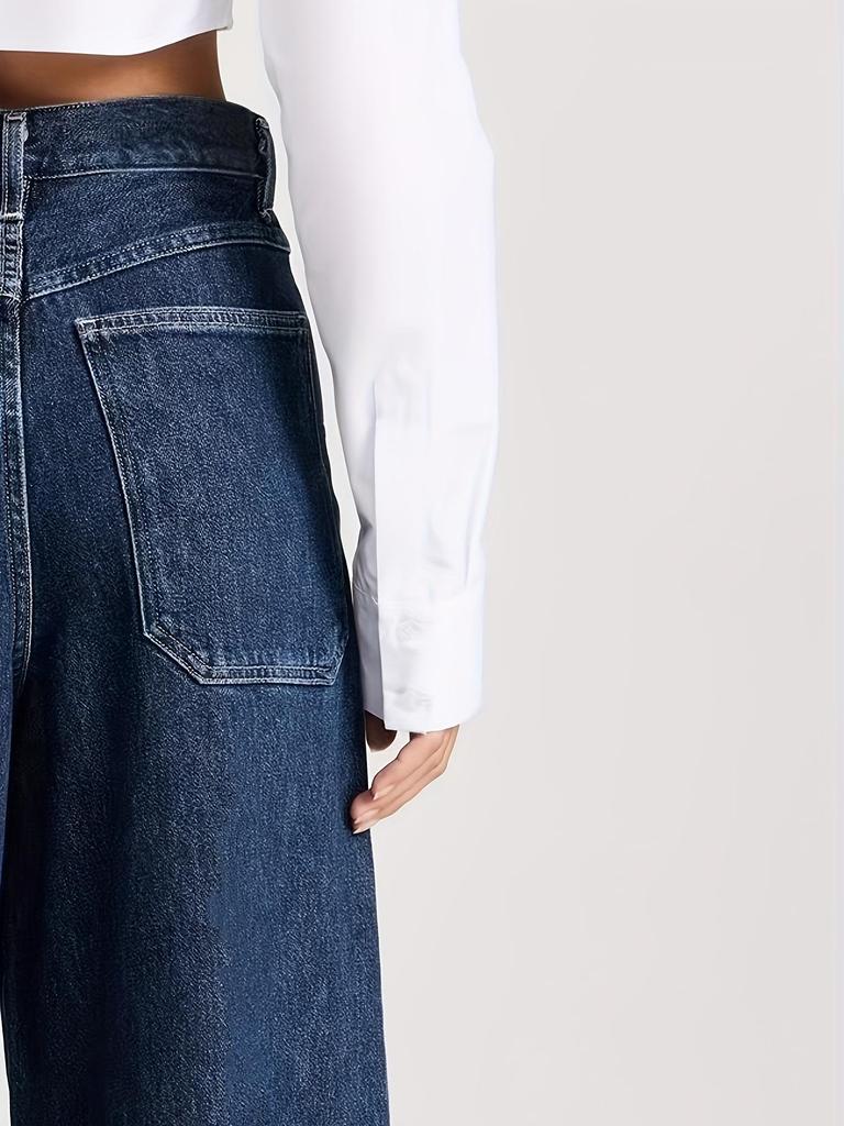 Women's Plus Size Wide Leg Loose Washed Denim Jeans
