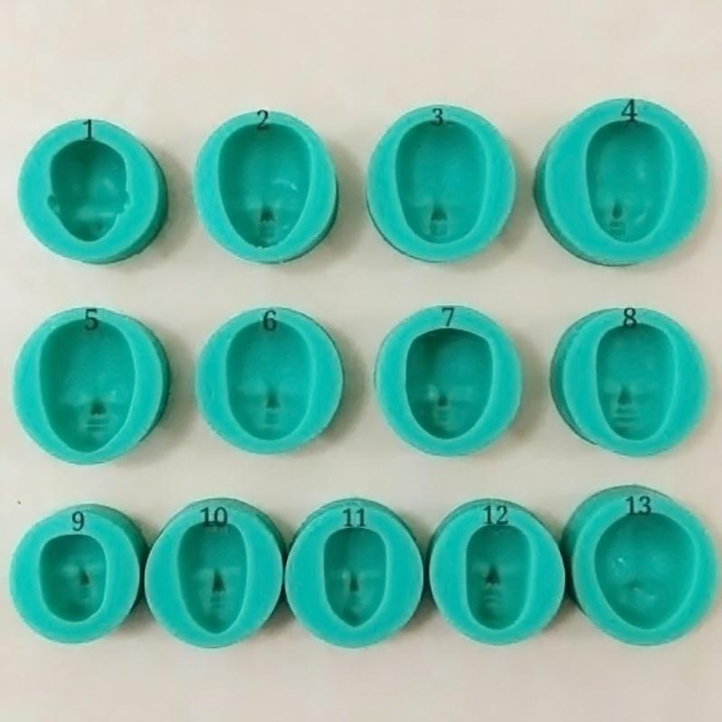 13 Pattern DIY Silicone Face Molds,3D Fondant Face Mold,Cake Decorating Tools Baking Tools For Cakes