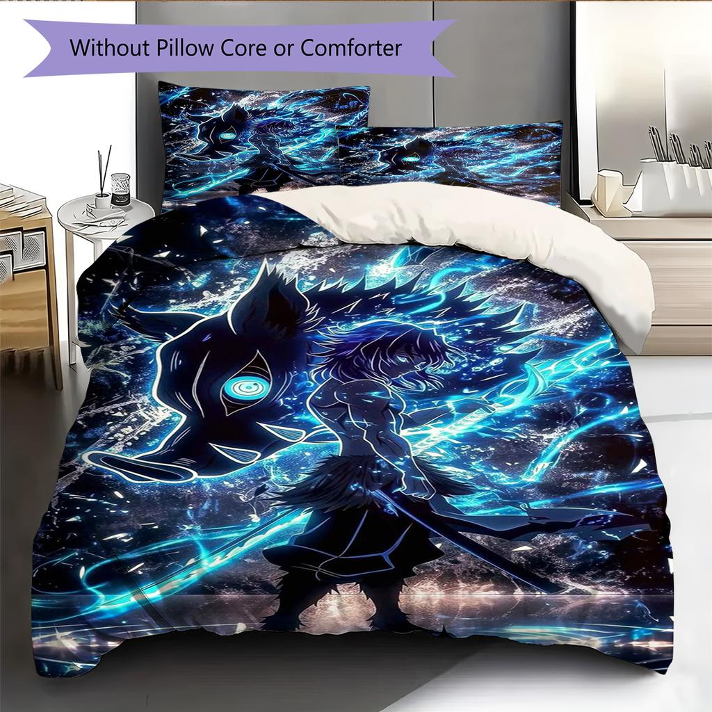 Conjunto de Colcha com Padrão de Desenho Animado Capa de Colcha Fronha Decoração de Casa Presente de Aniversário (1 capa de edredom + 2 fronhas, sem enchimento.)