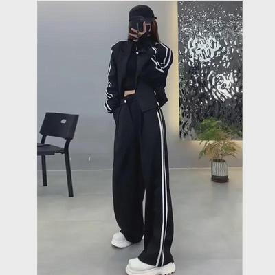 Women's Two-Piece Suit: Autumn/Winter 2023 Thick Jacket & High-Waist Slim Wide-Leg Pants