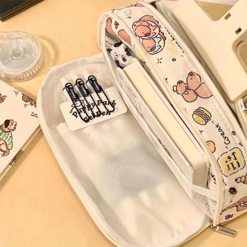 Multi-layer Pencil Case Capybara Storage Bag Cute Stationery Bag  Students