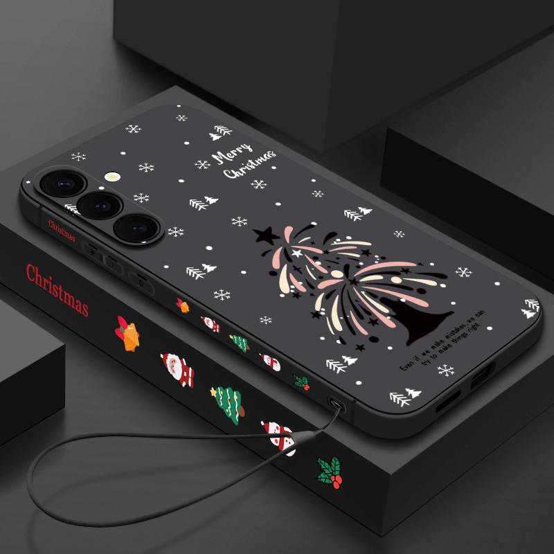 Christmas Tree Magnetic Case For Samsung Galaxy S23 S24 Ultra S22 Plus S21 S23 FE For Magsafe Wireless Charge Lanyard Soft Cover