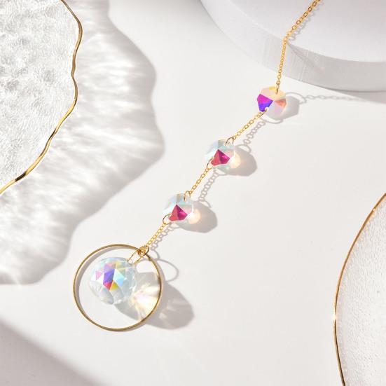Faux Crystal Suncatcher, Colorful Prisms Window Hanging Sun Catcher, Moon Sun Rainbow Maker Chain Pendant for Garden Home Decor
