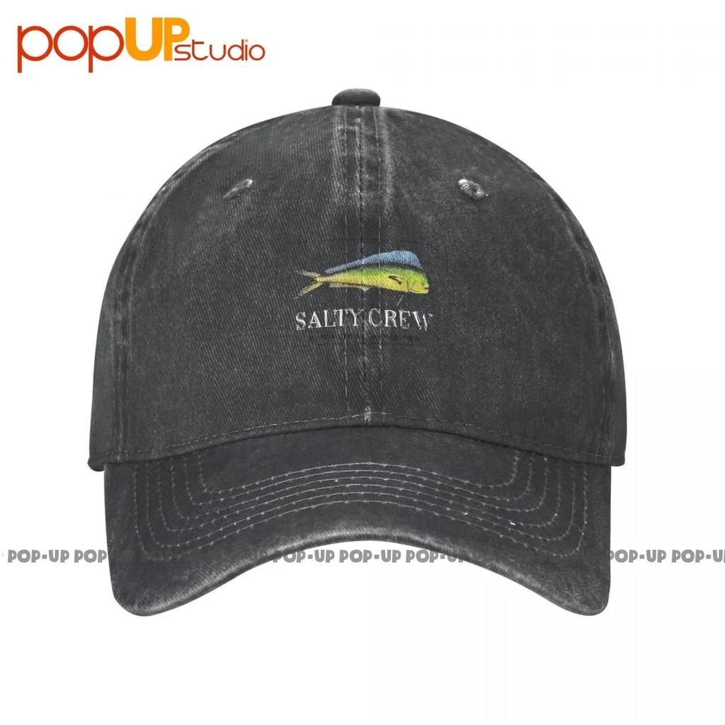Salty Crew Fish Sail Dive P Washed Denim Baseball Cap Trucker Hats Unisex Best Seller