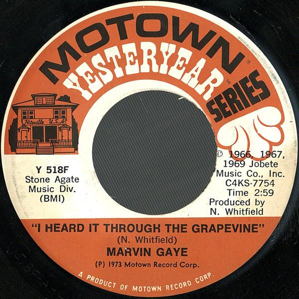 7-дюймовая пластинка MARVIN GAYE I Heard It Through The Grapevine Y518F Motown 1978 США SoulFunk Б/у