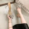 2025 new wine glass and rhinestone celebrity summer fairy style banquet sandals transparent sandals women's high heels pointed