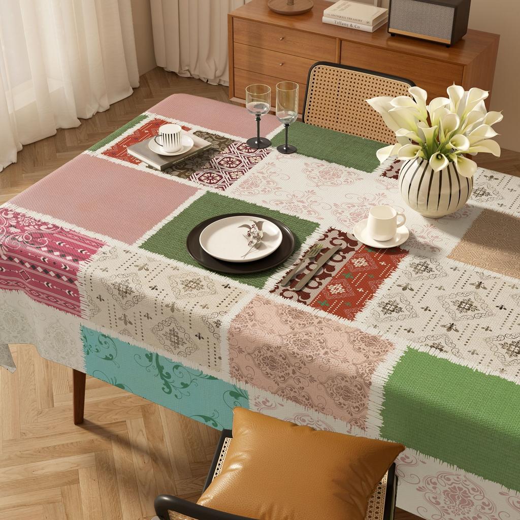 Tischdecke im Vintage-Stil, Waschfrei, Wasserdicht und Fettbeständig, Retro Tischmatte für den Couchtisch zu Hause
