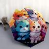 1pc Cartoon Colorful Kittens Animals Durable Cartoon Folding Umbrella, Portable 3-Fold Compact Umbrella for Men and Women, Suitable for Travel or