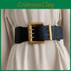 Trendy Black Wide Waist Belt For Women Comfortable Elastic Faux Leather Style