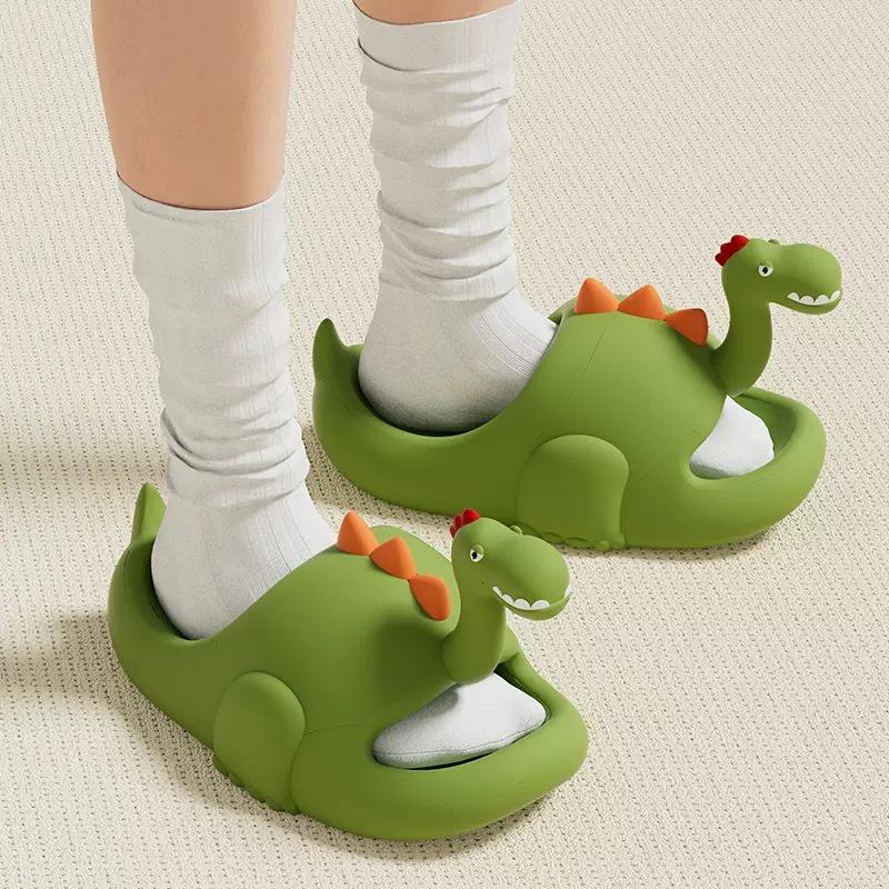 

Unisex Dinosaur Home Slippers With Anti-slip And Wear-resistant Features Navy Green,39/40Foot Length24.5-25cm