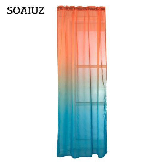 Tüll-Vorhang, weich, atmungsaktiv, 2 Größen, Farbverlaufsdesign, transparenter Vorhang für Bauernhaus