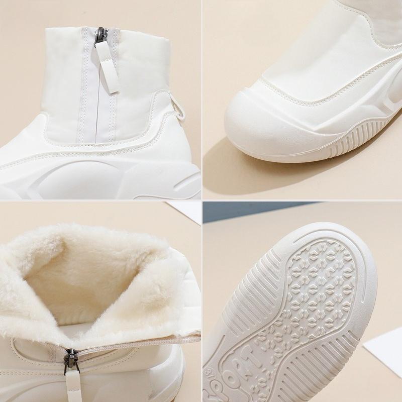 Warm Fuzzy Snow Boots for Women Comfortable Ankle Boot With Fur Lined Faux Leather Anti-Slip Winter Shoes Women's Outdoor Casual Walking Short Booties