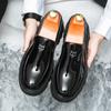 Men's shoes spring glossy foot leather shoes men's platform heightening loafers nightclub hairstylist lazy shoes men