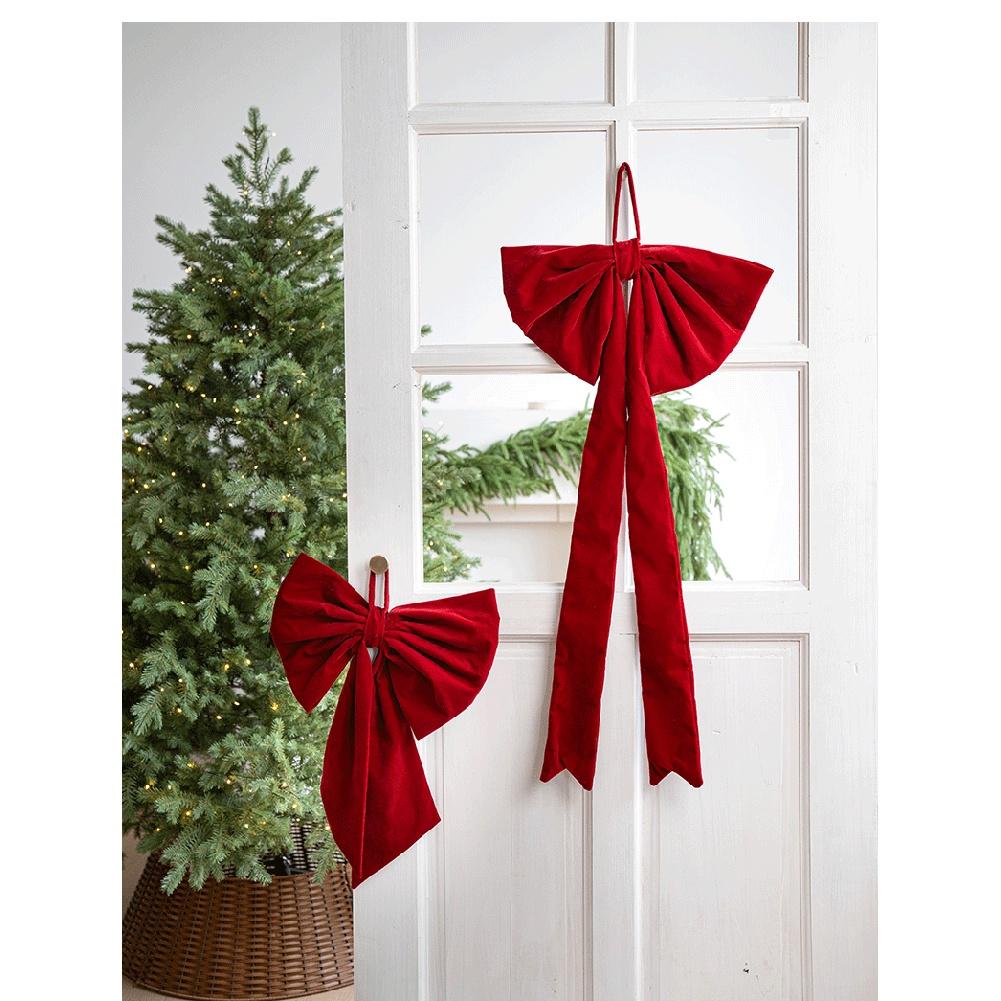 Velvet Fabric Large Bow Ribbon Ornament for Holiday For Window and Home Hanging Decoration Enhancing Festive Mood