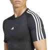 Adidas JTE78 TechFit Kompresní Tréninkové Tričko s Krátkým Rukávem s Černým Pánské Tričko 3 Pásky, (IN5588), J/L