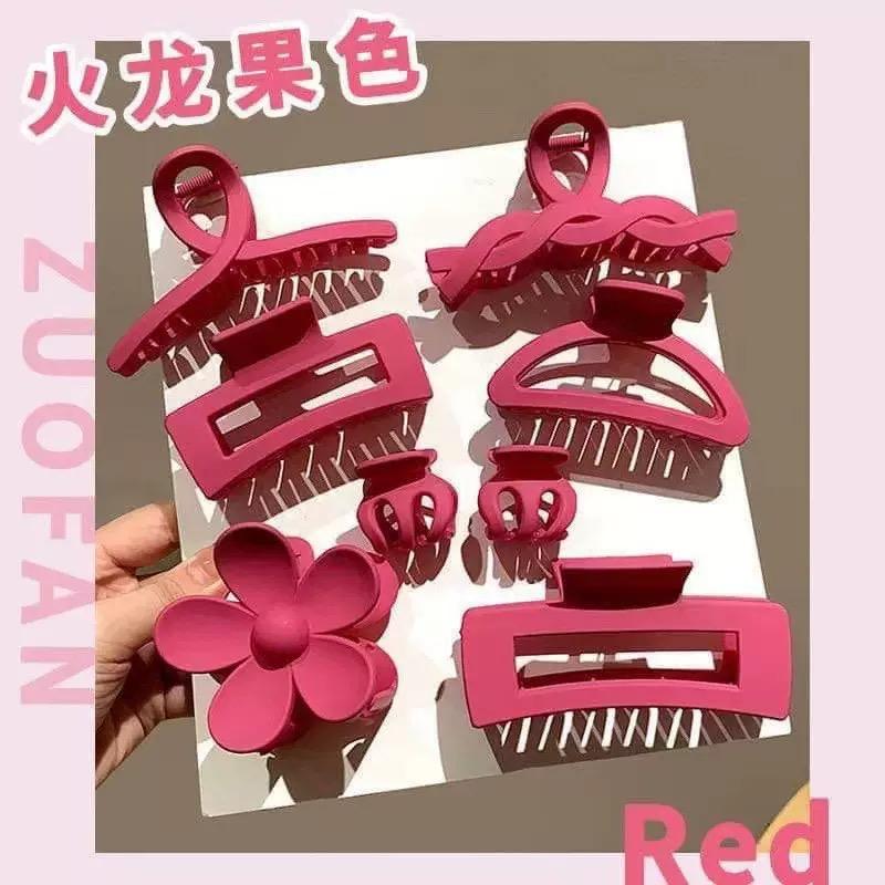 8Pcs Polychrome Hair Clip Set Frosted Shark Claw Clip Sweet Women Headwear for Updo Daily Wear Valentine's Day Hair Accessories