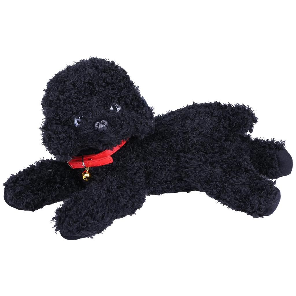 [S.T.S.G] Stuffed Animal Cushion Dog Poodle Realistic Cute Fluffy Body Pillow Healing Toy Poodle (Black Toy Poodle: 38cm)