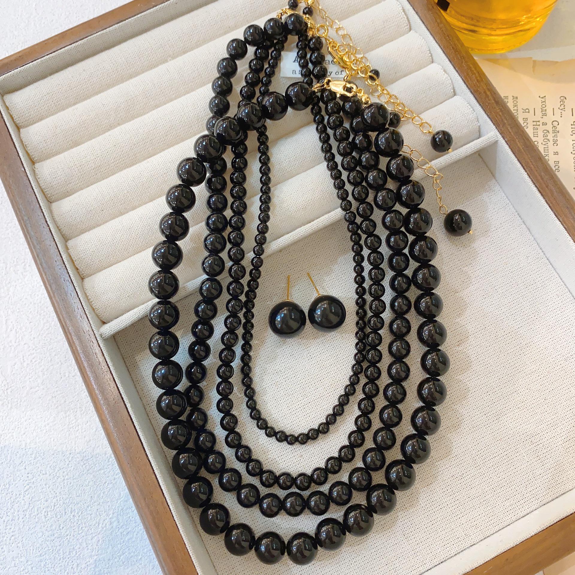 

Korean Blogger-Inspired Black Pearl Choker - Niche Luxury and Elegant Cold Style