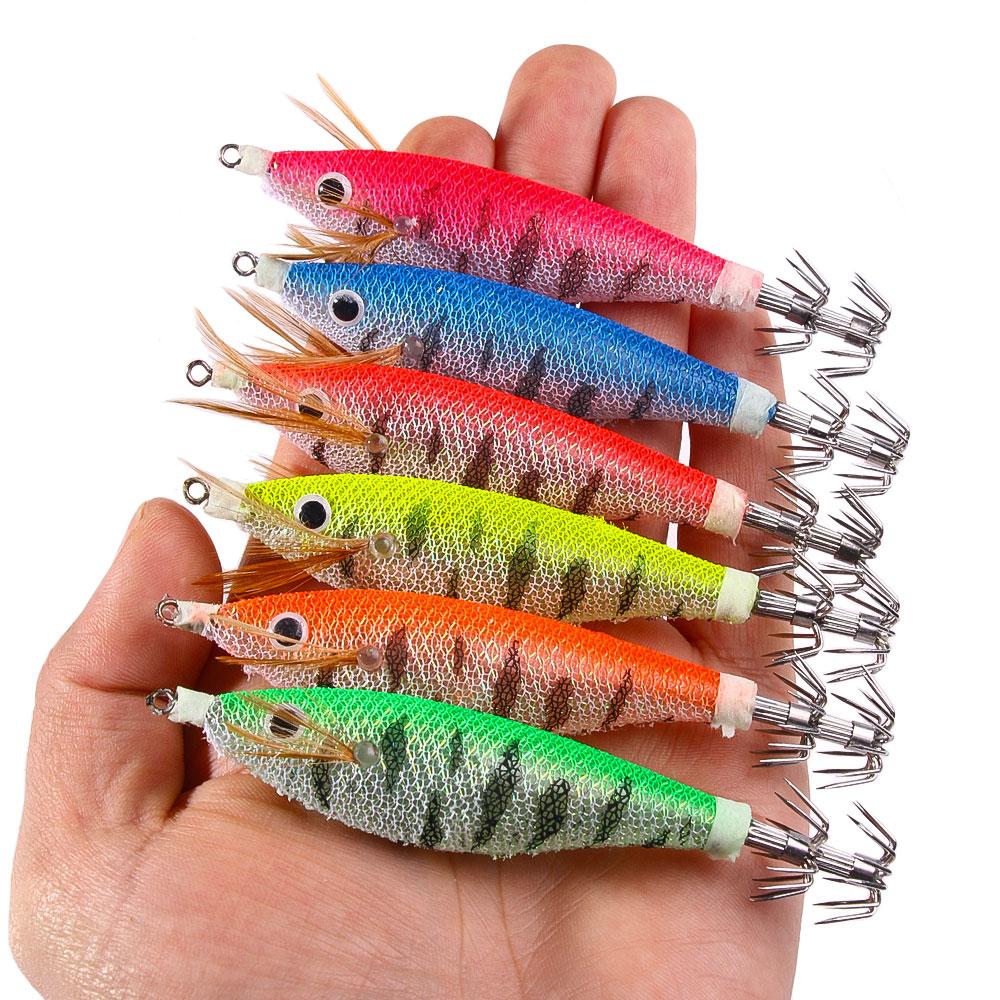 10cm 10g Fishing horizontal Squid Jigs Fishing Lure Artificial Squid Hook Jigging Baits For Sea Fishing Cuttlefish Luminous
