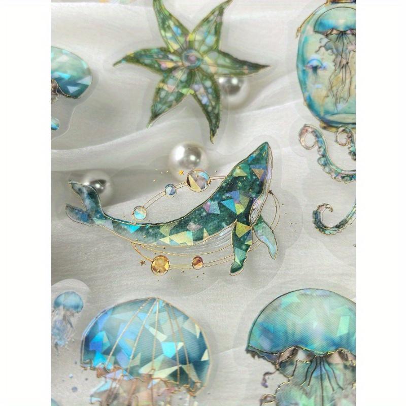 1 Opakowanie 20 Arkuszy Dekoracyjnych Naklejek Ośmiornice i Meduzy z Nadrukiem Foliowym