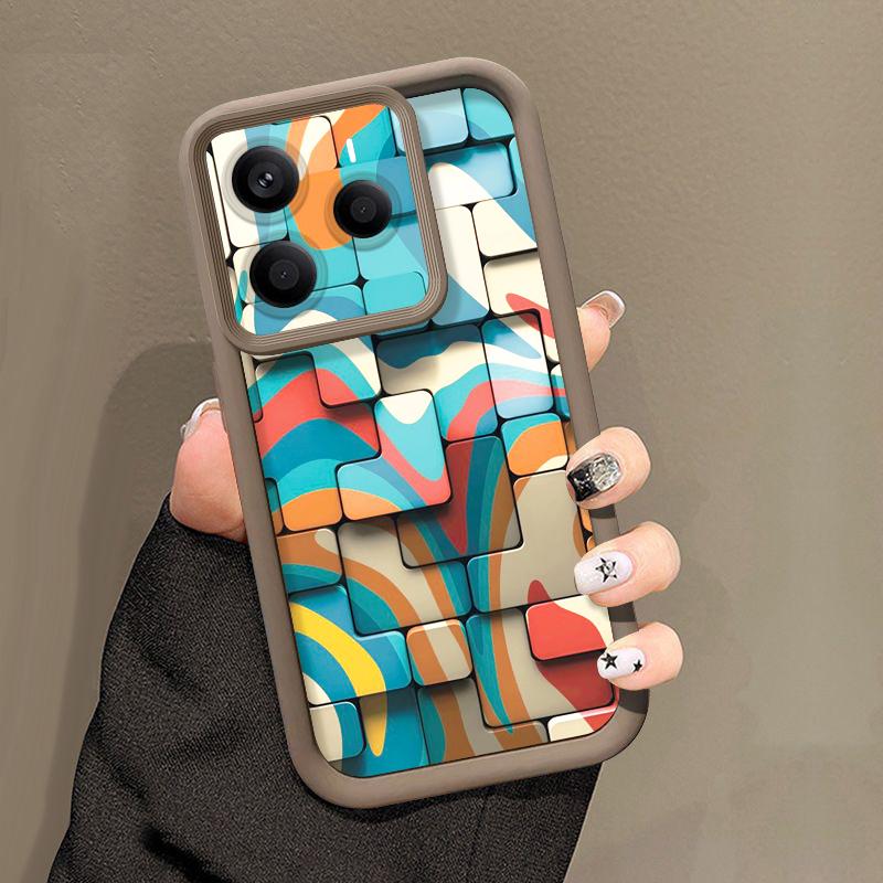 Soft TPU Phone Case For Xiaomi Redmi Note 15 14 13 Pro 4G For Redmi Note 13 14 Pro Plus 5G Colorful Geometric Pattern Back Cover
