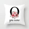 Personalized Name Flower Letter Pillow Case Alphabet Print White Square Pillow Case Dust Cover Bedroom Party Decoration