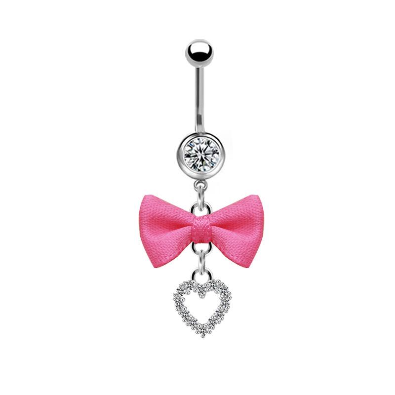 Gaibei Aesthetic Heart-shaped Bow Navel Ring - European, American, Japanese, Korean Styles, Navel Stud Piercing.